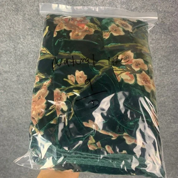 Natural Life Green Floral Velvet Kimono Cardigan Wrap Duster One Size - Picture 9 of 9